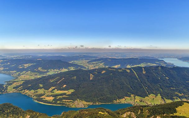 View of Attersee and Mondsee lakes from Schafberg mountain, Austria - Photo, Image