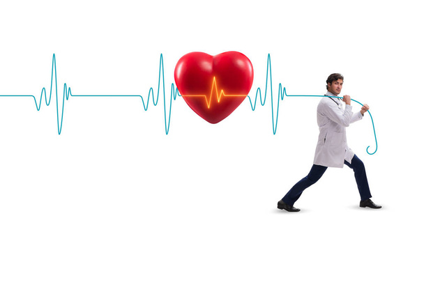 Kardiolog w koncepcji telemedycyny z biciem serca - Zdjęcie, obraz