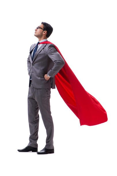 Супергерой бизнесмен изолирован на белом фоне
  - Фото, изображение