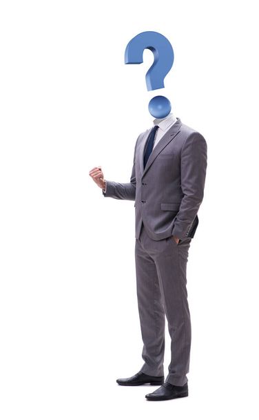Empresario con signo de interrogación en lugar de su cabeza - Foto, Imagen