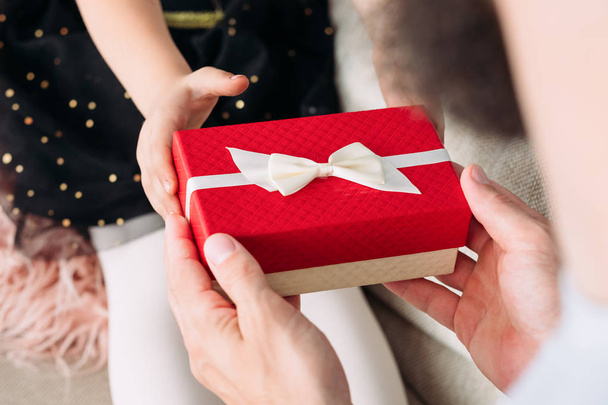 family holiday present red gift box father reward - Photo, image