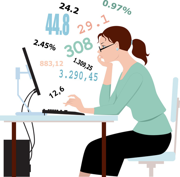 Doing taxes, crunching numbers - Vector, Image