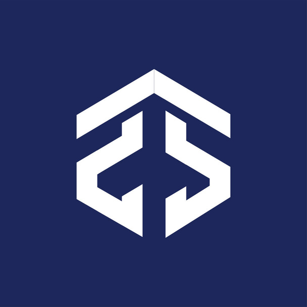 ZS ilk mektup altıgen logo vektör - Vektör, Görsel