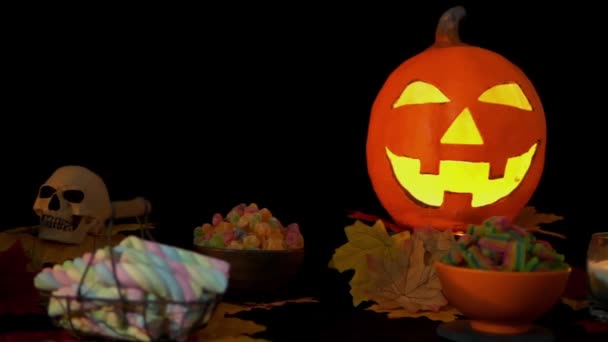 Cadılar Bayramı gün kabak lentern animasyon koleksiyonu ile - Video, Çekim
