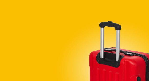 Colorful horizontal banner with suitcase and copyspace. Travelling concept. - Fotoğraf, Görsel