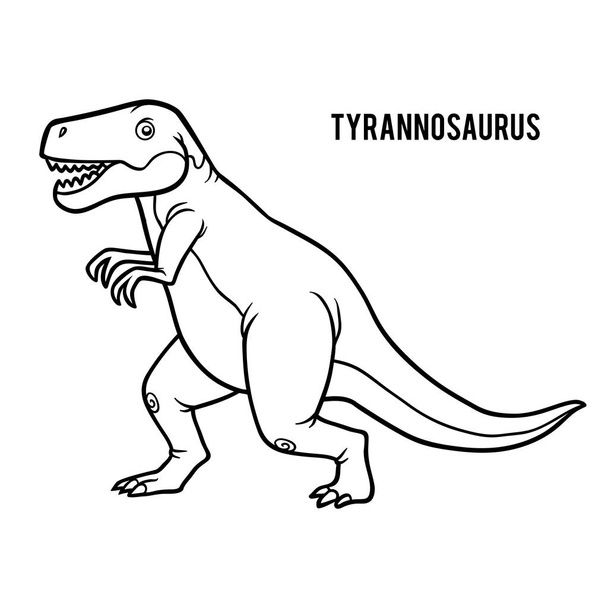 Libro da colorare per bambini, Tyrannosaurus
 - Vettoriali, immagini