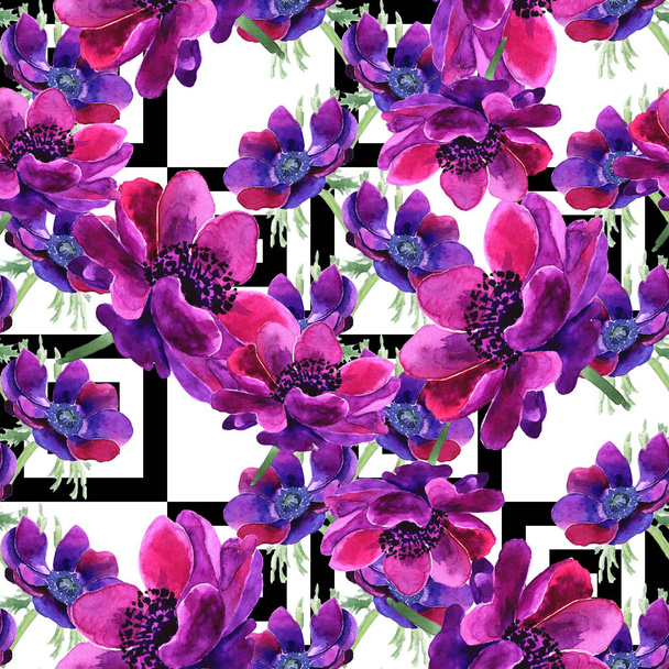 Бесшовный цветочный фон. Полное название цветка - Анечка, цветы выполнены акварелью
 - Фото, изображение