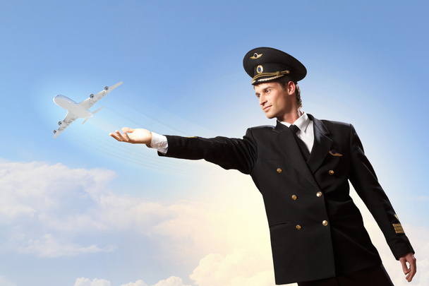 Image of pilot touching air - Φωτογραφία, εικόνα