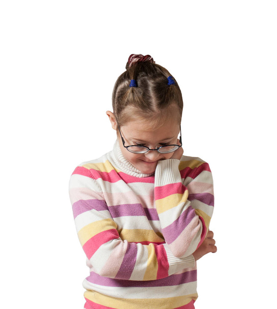 Девушка с особыми потребностями в очках до пояса
 - Фото, изображение