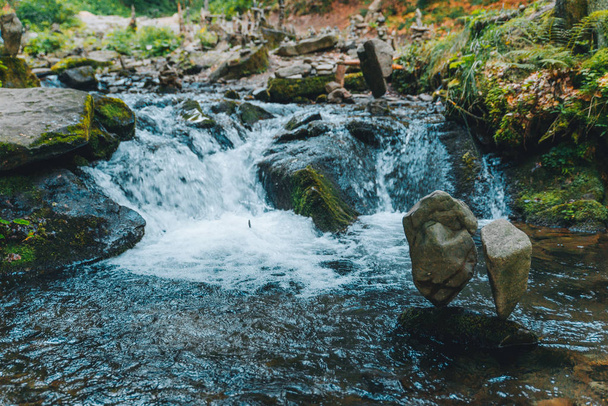 balance rocks in mountains river stream. calmness - Photo, Image