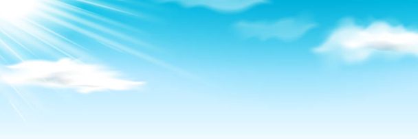 太陽の光と青空にふわふわの雲 - ベクター画像
