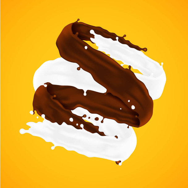 Salpicaduras de leche y chocolate. Icono del vector. EPS10
 - Vector, imagen