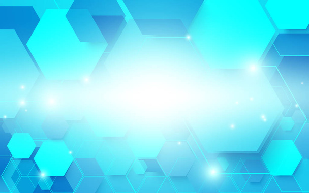 Abstraktní modré digitální technologie hi tech šestiúhelníky koncept pozadí - Vektor, obrázek