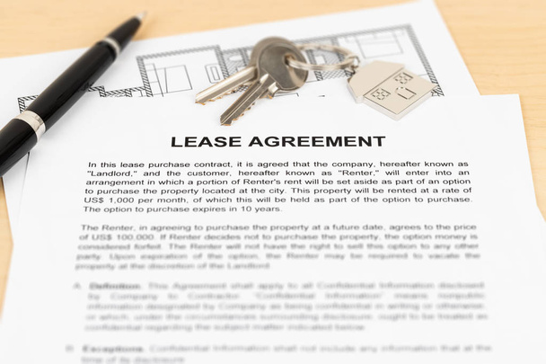 Rental agreement paperwork; document is mock-up - Фото, изображение
