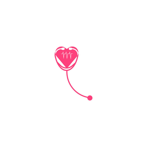 cuore con segno cardiografico e stetoscopio icona piatta, vettore, illustrazione
  - Vettoriali, immagini