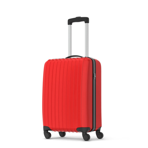Plastic travel suitcase. 3d illustration isolated on white background  - Fotoğraf, Görsel