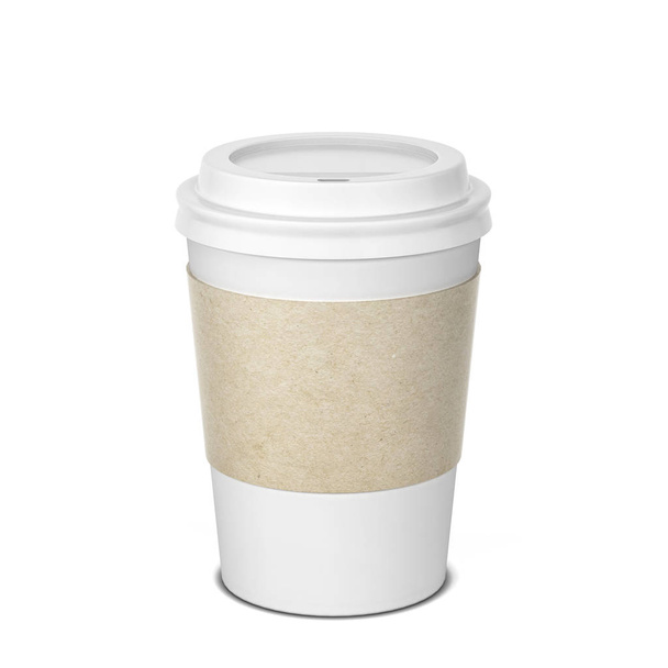 Blank paper coffee cup mock up. 3d illustration isolated on white background  - Photo, Image