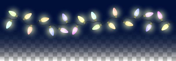 garland lights. Glowing christmas lights. Realistic luminous garland. Vector illustration. Eps 10. - Vector, Image