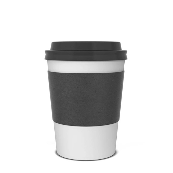 Blank paper coffee cup mock up. 3d illustration isolated on white background  - Φωτογραφία, εικόνα