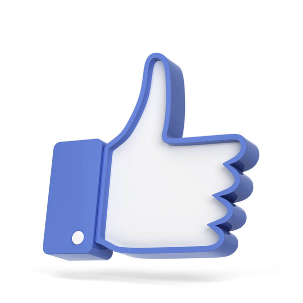 Like thumb up social network symbol. 3d illustration isolated on white background  - Фото, изображение