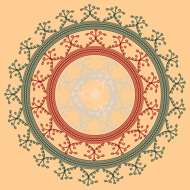 Proste, kolorowe mandali streszczenie. Jasne okrągły ornament składa się z prostych kształtów.  - Wektor, obraz