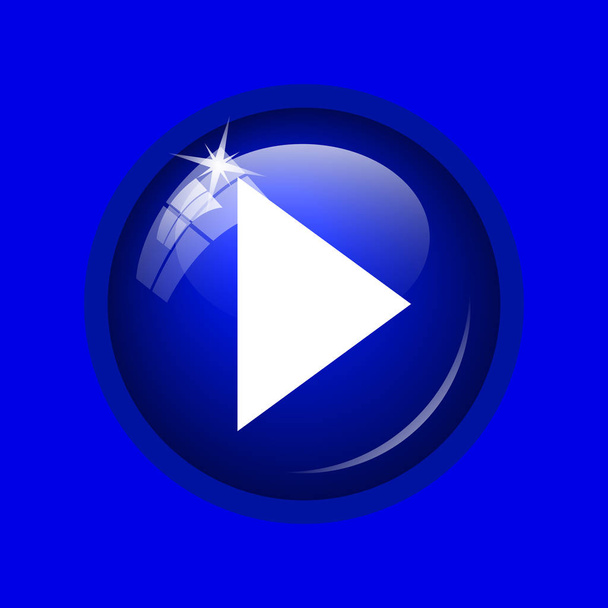 Play sign icon. Internet button on blue background. - Photo, Image