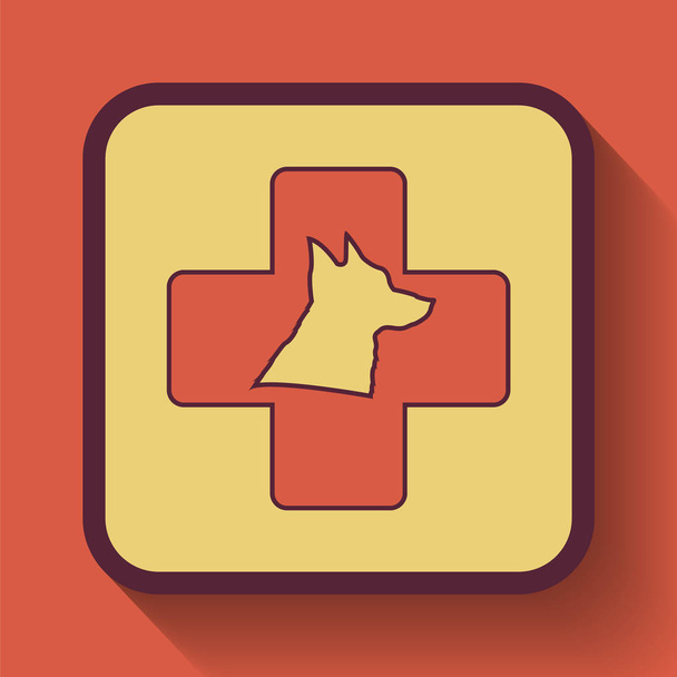 Icono veterinario, botón del sitio web de color sobre fondo naranja
 - Foto, Imagen