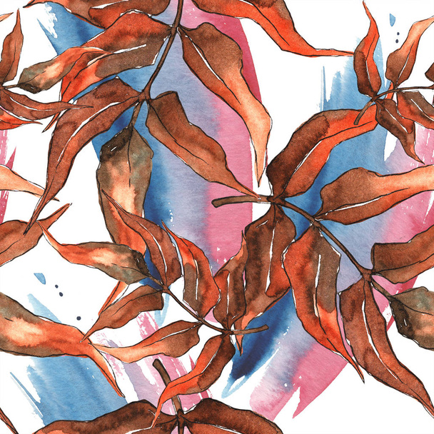 シダを葉します。葉ブレーキ植物植物園の花紅葉。シームレスな背景パターン。壁紙印刷手触りの生地。背景、テクスチャ、ラッパー パターン、フレームや境界線の aquarelle 葉. - 写真・画像