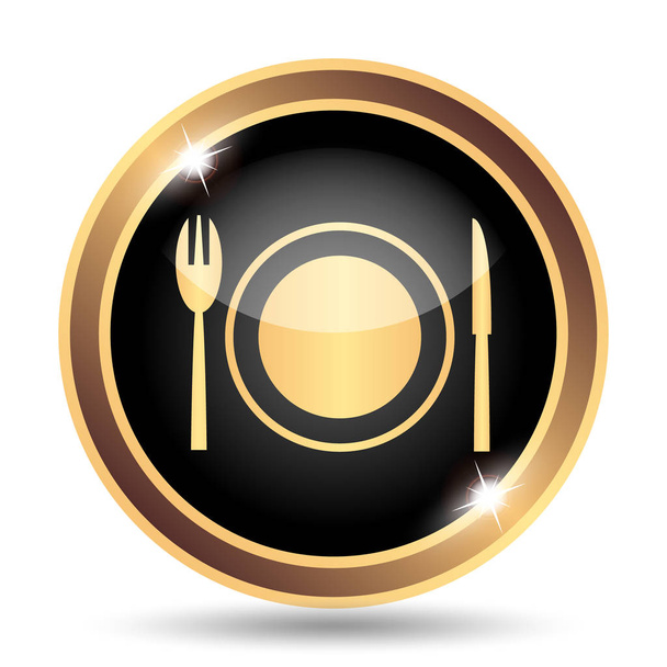 Restaurant pictogram. Internet knop op witte achtergrond - Foto, afbeelding