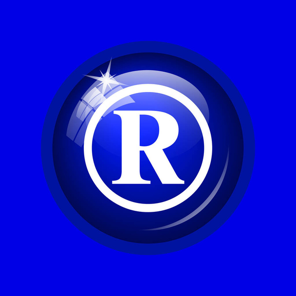 Icona del marchio registrato. Pulsante Internet su sfondo blu
. - Foto, immagini
