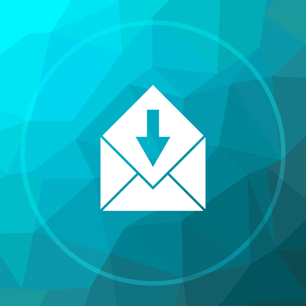 Recevez l'icône e-mail. Recevoir un bouton de site Web e-mail sur fond bleu poly bas
 - Photo, image