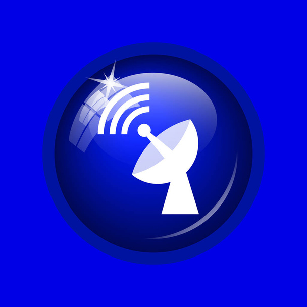 Icono de antena inalámbrica. Botón de Internet sobre fondo azul
. - Foto, imagen