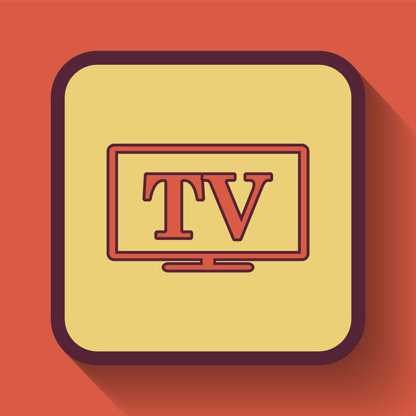 TV icon, colored website button on orange background - Photo, Image