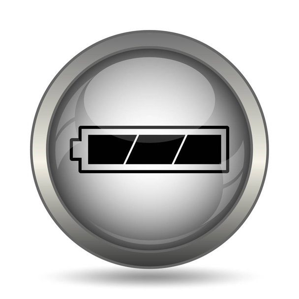完全に充電されたバッテリー アイコン、黒いウェブサイトのボタンを白い背景の上 - 写真・画像