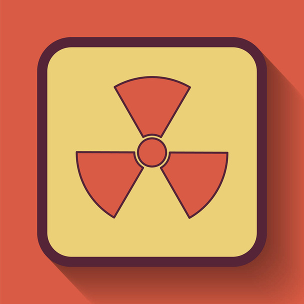 Het pictogram van de straling, met gekleurde website knop op oranje achtergrond - Foto, afbeelding