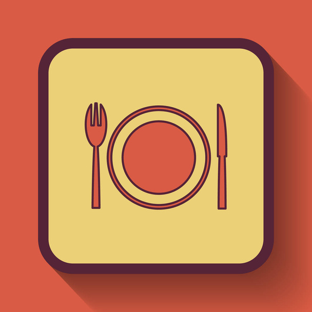 Web sitesi düğmesini turuncu arka plan üzerinde renkli restoran simgesi - Fotoğraf, Görsel