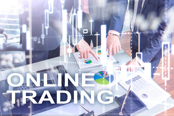 Online trading, FOREX, Investment concept on blurred business center background. - Foto, Imagem