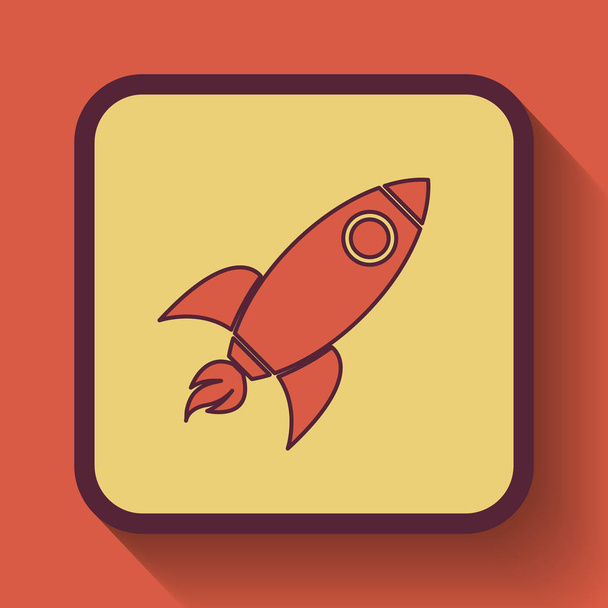 Rocket icon, colored website button on orange background - Photo, Image