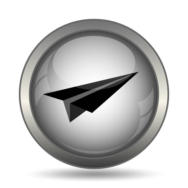 Paper plane icon, black website button on white background - Fotografie, Obrázek