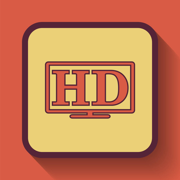 HD TV icon, colored website button on orange background - Photo, Image