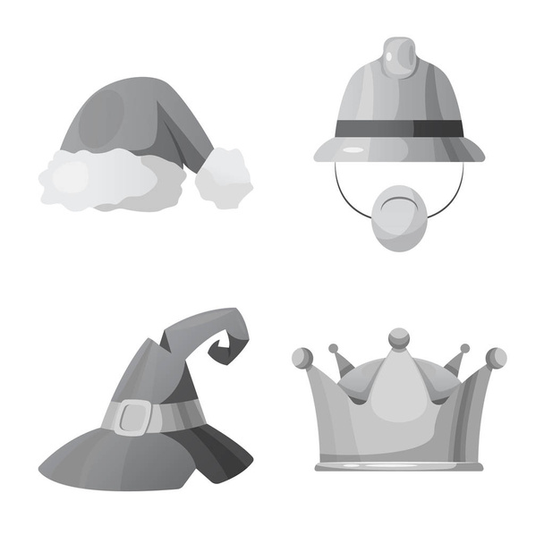 Vector illustration of headwear and cap symbol. Set of headwear and accessory stock vector illustration. - Вектор, зображення