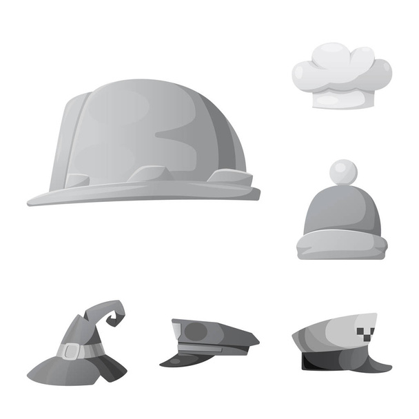 Vector design of headwear and cap symbol. Collection of headwear and accessory vector icon for stock. - ベクター画像