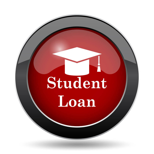 Icono del préstamo estudiantil. Botón de Internet sobre fondo blanco
 - Foto, imagen