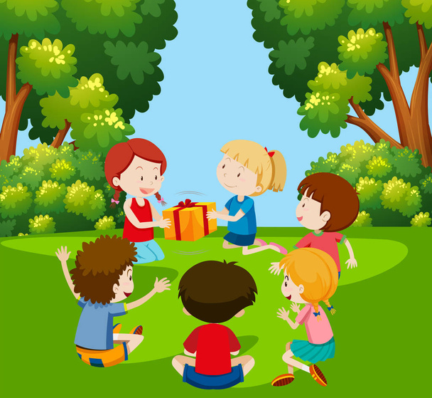 Дети играют передавать посылку иллюстрации
 - Вектор,изображение
