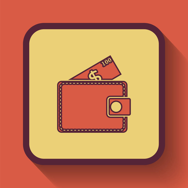 Wallet icon, colored website button on orange background - Photo, image