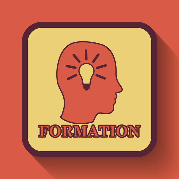 Icône de formation, bouton de site Web coloré sur fond orange
 - Photo, image