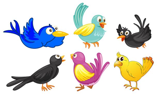 πουλιά με διαφορετικά χρώματα - Διάνυσμα, εικόνα
