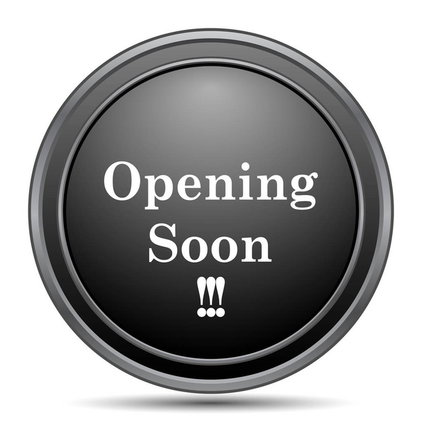 Opening soon icon, black website button on white background - Photo, Image