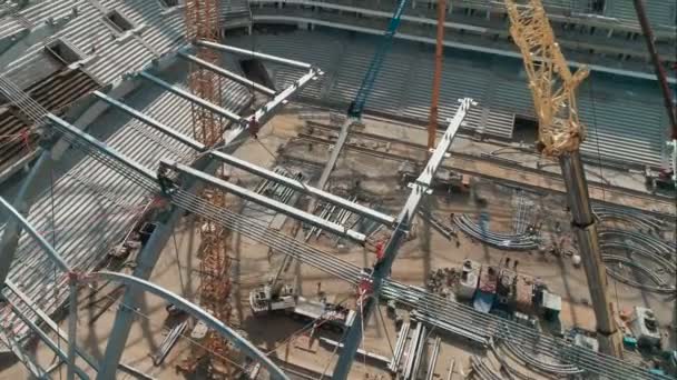 Piłkarski Stadion metalowa konstrukcja w Wołgogradzie - Materiał filmowy, wideo