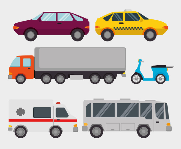 veículos conjuntos logísticos de transporte
 - Vetor, Imagem